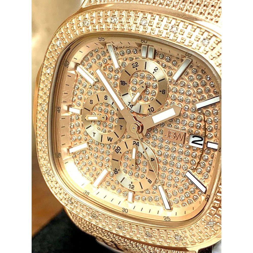 JBW Men's Watch J6380C Heist 20 Diamonds Quartz Rose Gold Stainless Steel 45mm